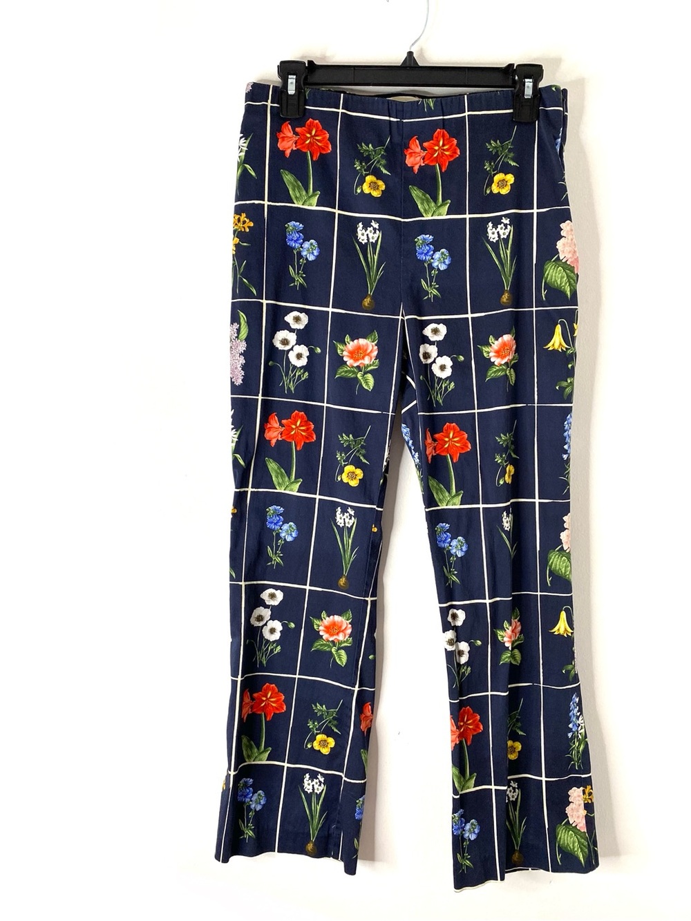 Tuckernuck Floral Grid Print Straight Leg Pants Navy Boho